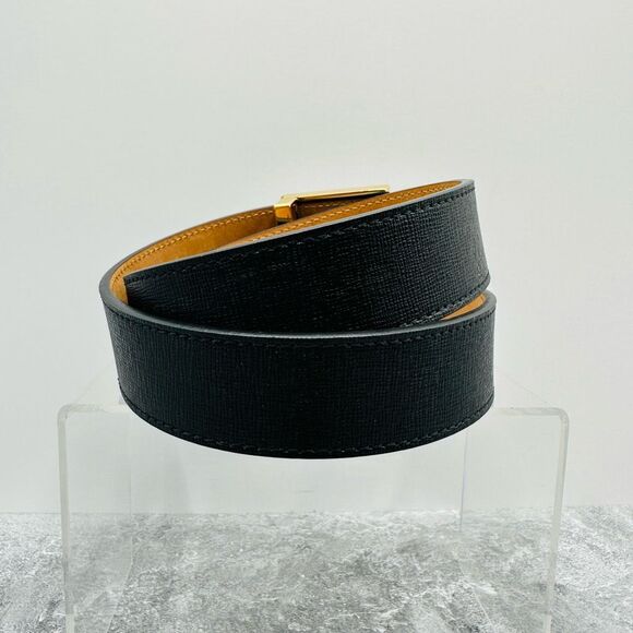 Fendi Monster Black & Gold Bug Eye Buckle Calf Skin Leather Belt Size 75 cm 30 i main image 5
